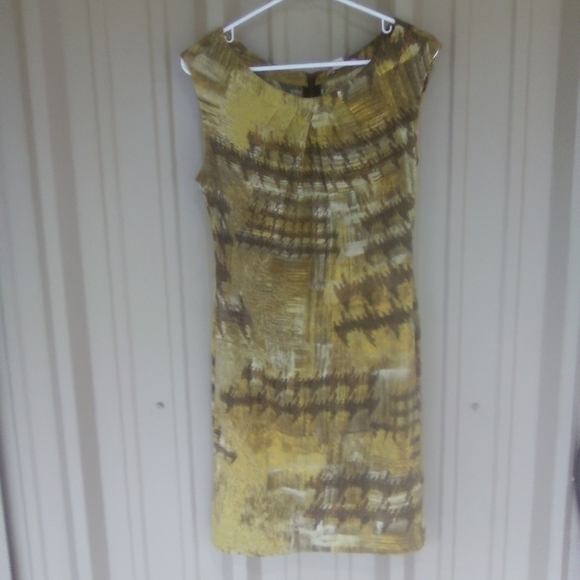 jonathan martin Dresses & Skirts - Women's Jonathan Martin Green Brown Yellow Sleeveless Midi Dress Size 8